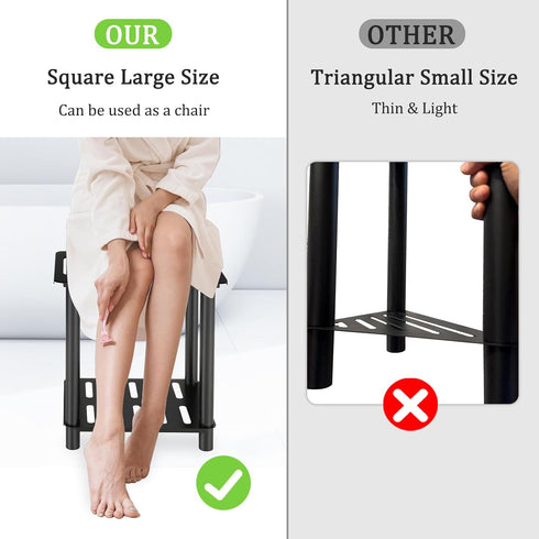Shower Stool for Inside Shower, Shower Bench Stool with Storage Shelf, Stainless Steel Shower Stool for Shaving Legs