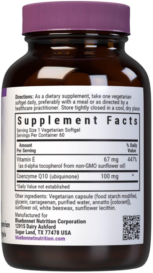 Bluebonnet CoQ-10 Vegetarian Softgels, 100 mg, 60 Count