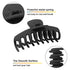 WHAVEL 6PCS Matte Plastic Large Black Hair Claw Clips, Non-slip Jaw Clips for Thick Hair, Women and Girls