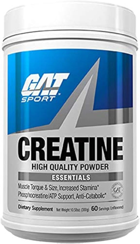 GAT SPORT Creatine Monohydrate Powder - Strength, Brain Health, Endurance, Unflavored (300g)