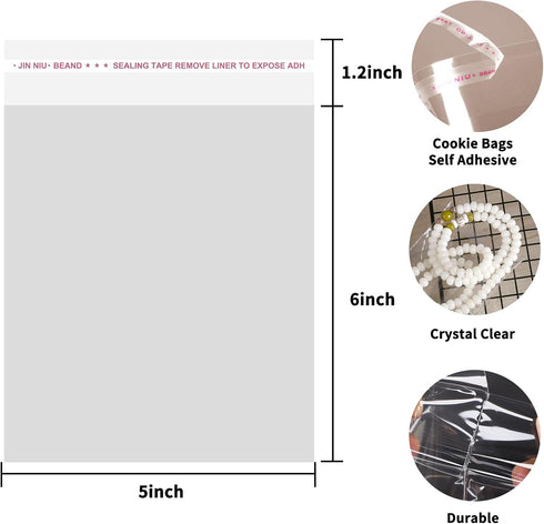SUREHOME 200 Pcs Cookie Bags, 5X6 In Clear Cellophane Self Adhesive Bags for Treat Gift Giving, Resealable