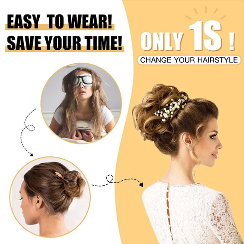 HMD Tousled Updo Messy Bun Hair Piece - Synthetic Hair Extensions with Elastic Rubber Band for Women (18t613#)