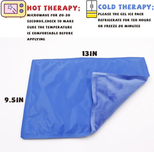 Reusable Ice Pad, Hot Cold Pack for Injuries, Large Back Pain Relief, 13x9.5 inch Blue, Pillow Ice Pad
