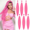 Pre Stretched Braiding Hair Extensions, 26 Inch Synthetic Hair, 6 Packs, Pink