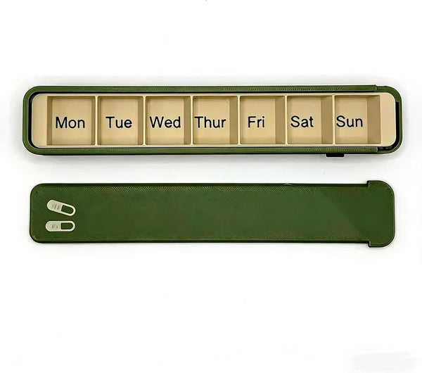 NevaFlew Weekly Pill Organizer Custom 7 Day Pill Box with Name, Travel Medicine
