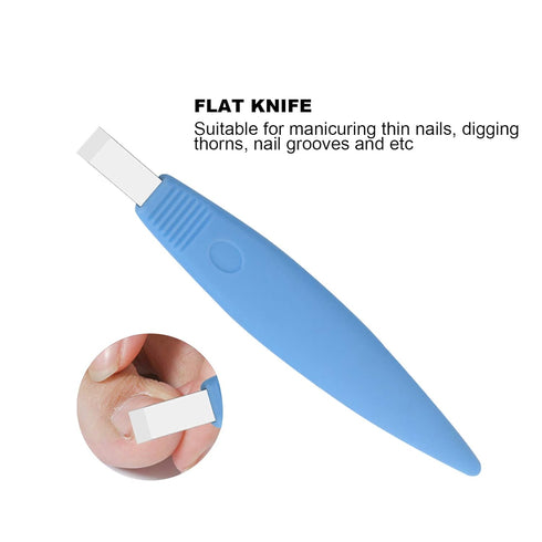 Pedicure Knife Set for Feet, 3Pcs Stainless Steel Tools for Ingrown Toe Nail, Callus Remover Kit (Dark Blue Suit)