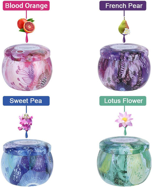 Set, 4 Ymiko Scented Candles Gift Aromatherapy Candles with Soy Wax and Essential Oil for Stress Relief, Home Decor
