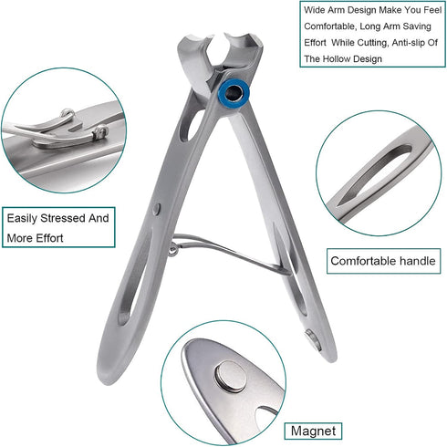 Large and Small Nail Clippers Set, Heavy Duty Stainless Steel Toenail Clippers for Thick Toenails, Men & Women