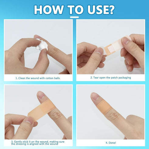 M-Aimee 1500 Pack (5 Pcs Variety Adhesive Bandages Bulk Waterproof Adhesive Breathable Bandages for Sensitive Skin