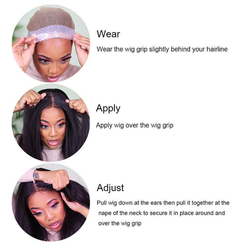 No-Slip Wig Grip Band, Transparent Silicone Adjustable Hair Band for Women, Extra Hold (2 Pack Brown)