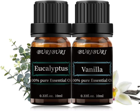Eucalyptus and Vanilla Essential Oil Set 2 Pack, 100% Pure Diffuser Oil