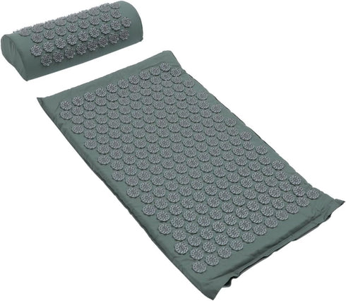 Set, Abaodam Acupressure Massage Mat and Pillow Washable Yoga Relief Mat with Acupuncture Therapy Pillow, Portable Grey
