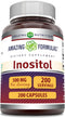 Amazing Formulas Inositol 500 mg - 200 Capsules, Supplement, Vitamin B8, Non-GMO, Gluten Free, Made in USA