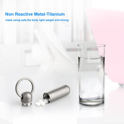 SHD Keychain Pill Box, Mini Waterproof Titanium Pill Holder Container, Portable Small Case for Outdoor Travel Camping