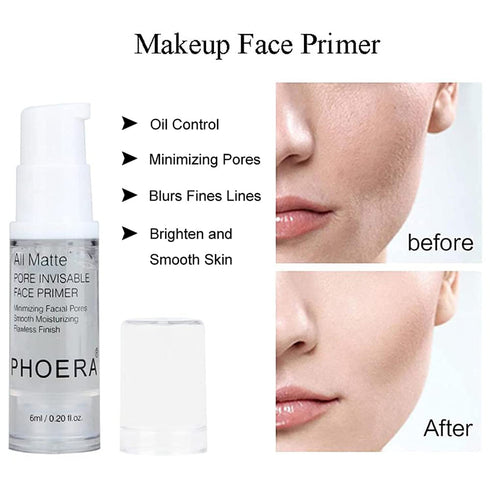 PHOERA Matte Liquid Foundation Full Coverage with Kabuki Makeup Brushes, 101 Porcelain + 102 Nude