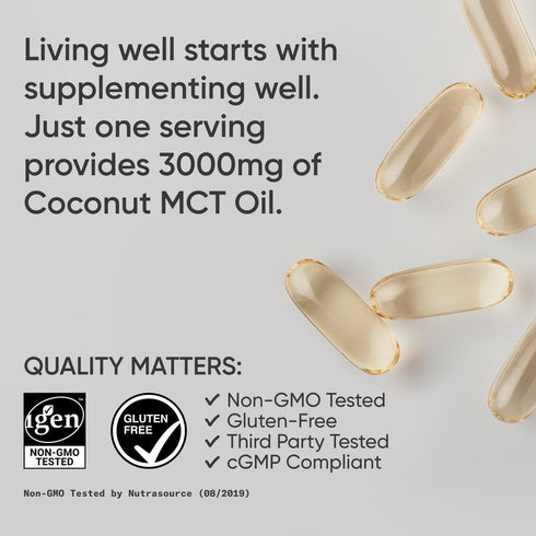 Sports Research Keto MCT Oil Capsules, Keto Fuel for Brain & Body, Derived from Non-GMO Coconuts (240 Softgels)