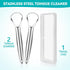 2 Pack Metal Tongue Scraper for Adults, Stainless Steel Cleaner with Travel Case, Reusable for Oral Care
