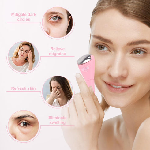 Hilph Mini Ice Roller for Face & Eyes, Face Eye Massager Roller Set for Puffiness Relief, Metal Facial Ice Roller