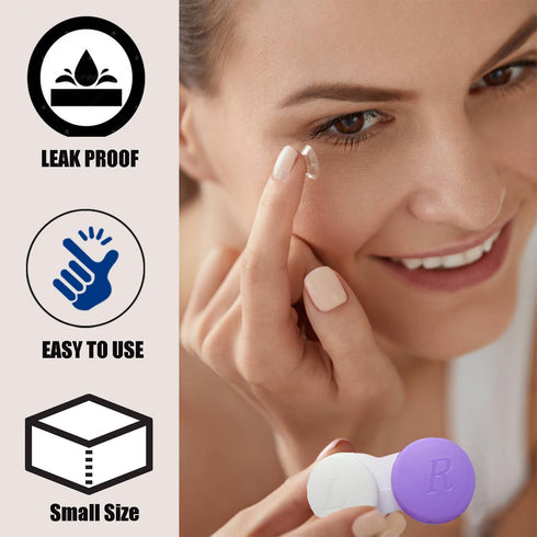 Smanzu 4 Pack Contact lens case Bulk Contact Lens Soak Storage Box Holder Container(Purple)
