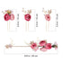 Lurrose 4pcs Clip Decorations for Hairpins, Rhinestone Floral Headwear, Pink Crystal Gold Clips for Women
