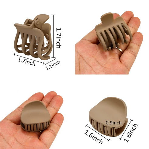 Small Hair Clips for Thin, Fine, and Short Hair - 8 Pcs Cute Matte Claw Clips with Double Row Teeth