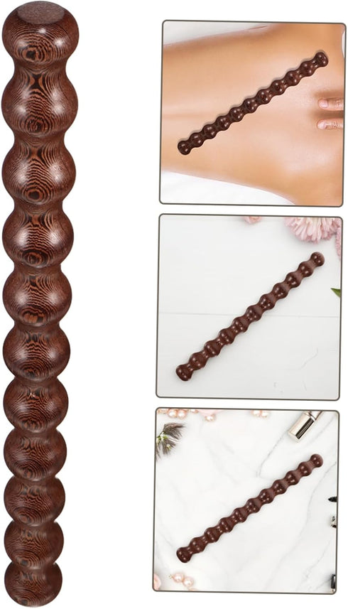minkissy Wood Back Massager Stick Portable Gourd Shaped Muscle Roller for Neck and Shoulder Relief Solid Wood
