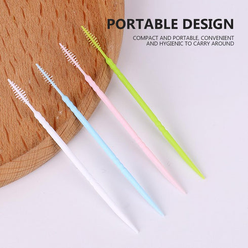 Plastic Toothpicks Disposable Interproximal Brush, Sturdy Double-Ended Dental Pick, 200Pcs Random Color.