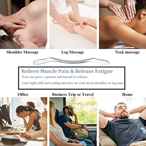 Stainless Steel Gua Sha Scraping Massage Tool - Help Relieve Sore Muscles Great Soft Tissue Mobilization Tool (Long