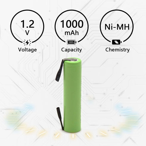 YUTSUJO (10-Pack) 1.2V 1000mAh Ni-MH AAA Rechargeable Battery with Tabs Compatible with Waterpik Toothbrush Electric