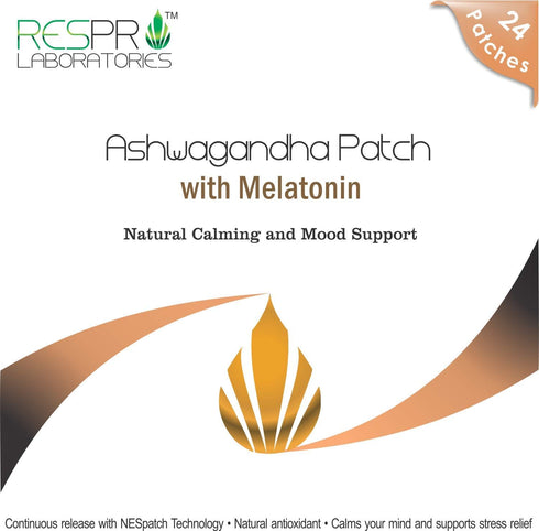 Respro Labs Natural Ashwagandha Patch with Melatonin - Continuous Release, 24 Patches