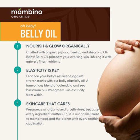 Mambino Organics Oh Baby! Belly Oil - Organic Elasticity Serum for Stretch Marks, Vegan Maternity Care