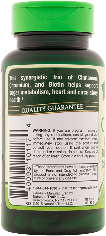 Ceylon Cinnamon Capsules | 2500mg | 60 Count | Vegetarian, Non-GMO, Gluten Free Supplement with Chromium and Biotin