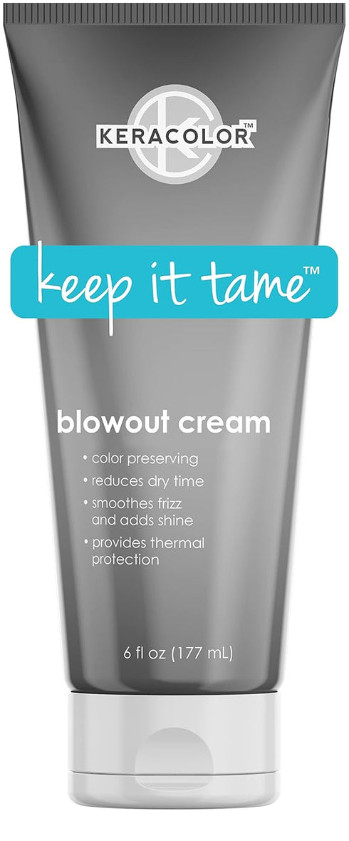 KERACOLOR Blowout Smoothing Cream for Hair - Color Preserving Heat Protectant, Reduces Dry Time, 6 fl oz