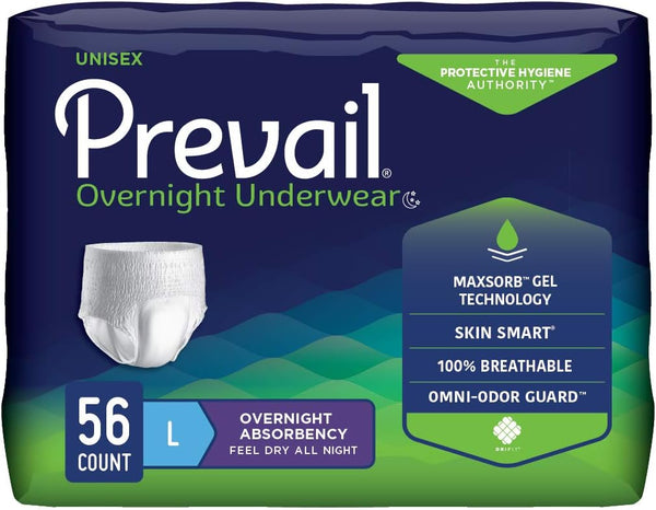 Prevail Disposable Underwear Pull On with Tear Away Seams Large, PVX-513, Overnight,