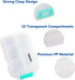 Pill Case - Portable Supplements Tablet Container Box, 10 Compartments, Clear White Organizer for Travel
