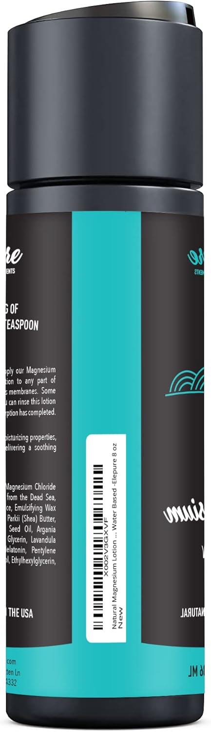 Natural Magnesium Lotion, Highest Potency, 8 oz, Over 1800 MG/oz, Not Water Based