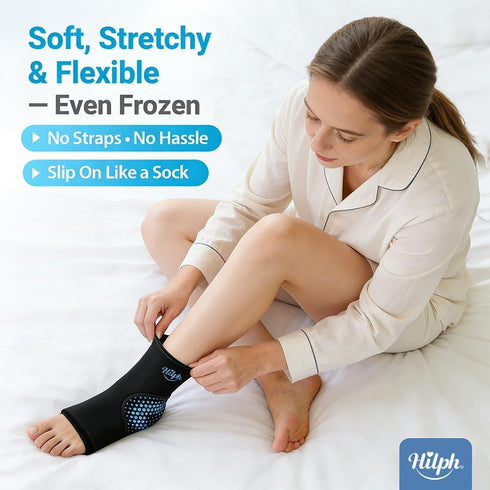 Pack Hilph Ankle Heel Ice Wrap for Plantar Fasciitis with Massage Ball, FSA Eligible Thickened Gel Cold Therapy Sleeve