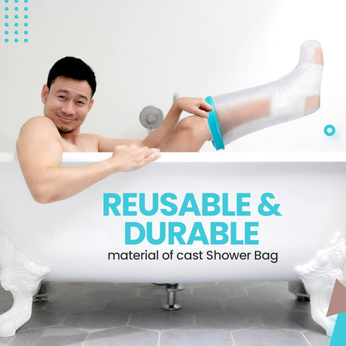 100% Waterproof Adult Cast Covers for Shower Leg, Reusable 28" Long, Easy to Wear, Post Surgery