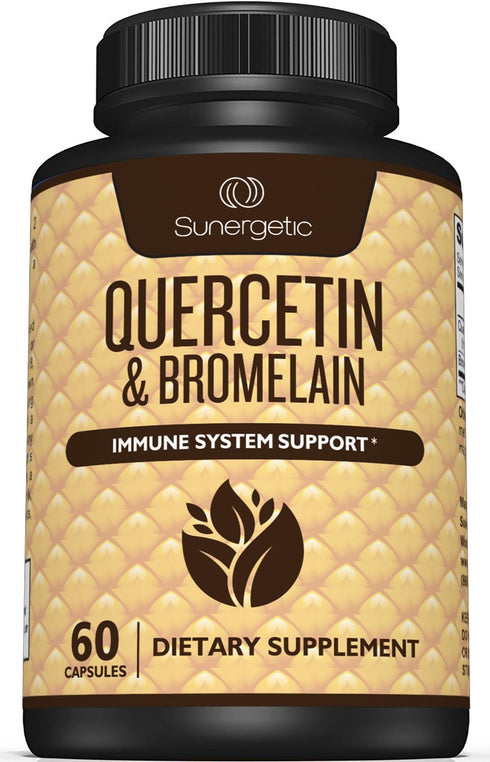 Sunergetic Premium Quercetin & Bromelain Supplement – 1000mg Quercetin per Serving for Immune Support – 60 Capsules