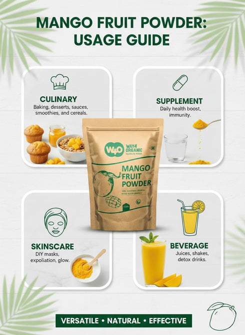 WAY 4 ORGANIC W4O 1 lb (16 Oz), (1 Pound(16 Mango Fruit Powder Air Dried Fresh Whole Fruit Herbal Powder, Naturally