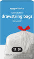 Amazon Basics Flextra Tall Kitchen Drawstring Trash Bags, 13 Gallon, Unscented, 50 Count