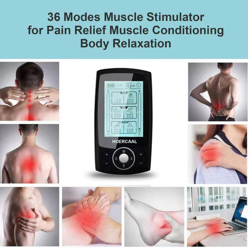 Upgraded 3-in-1 TENS Unit EMS Muscle Stimulator - 36 Modes, Rechargeable Dual Channel for Pain Relief Therapy