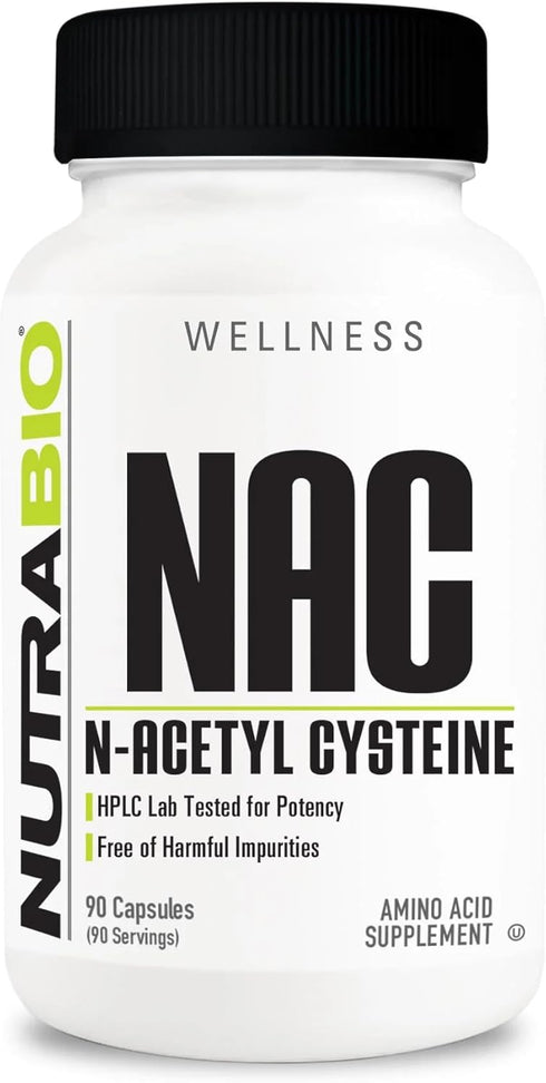NutraBio N-Acetyl Cysteine Supplement (NAC) - 90 Capsules, 600mg Each, Powerful Anti-Oxidant for Immune Support