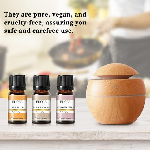 EUQEE 6pcs Premium Fragrance Oils Spice Gift Set - Sandalwood, Harvest Spice, Gingerbread, Pumpkin Pie, 10 ML