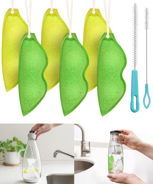 Beans-Shaped Bottle Cleaning Sponge, Reusable Heat Resistant Sponge for Internal Cleaning of Small Mouth Bottles