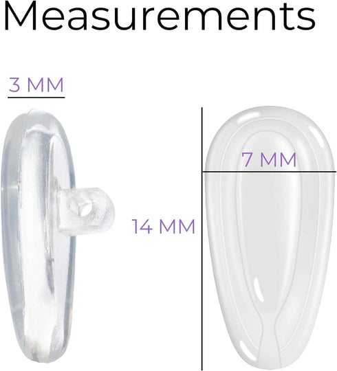 GMS Optical 11mm Medium Wide Soft Silicone Screw-in Nose Pads for Glasses, 10 Pair, Improve Comfort, Repair Kit