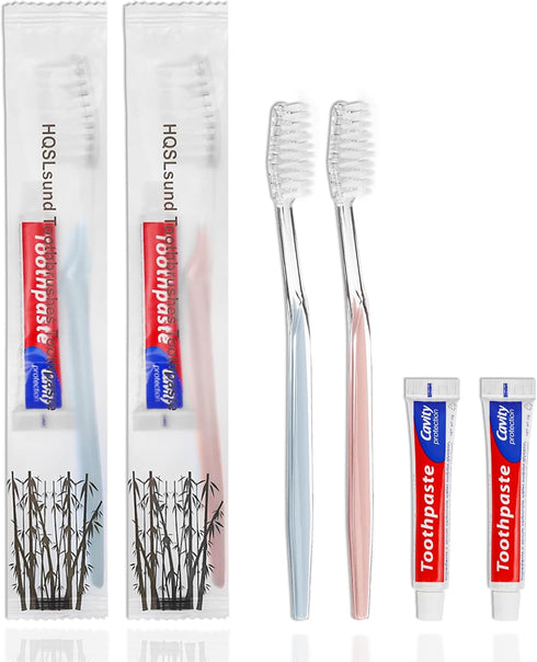 100 pcs Disposable Toothbrushes with 10g Toothpaste, Individually Wrapped Bulk Toothbrushes for Homeless, Airbnb, Hotel
