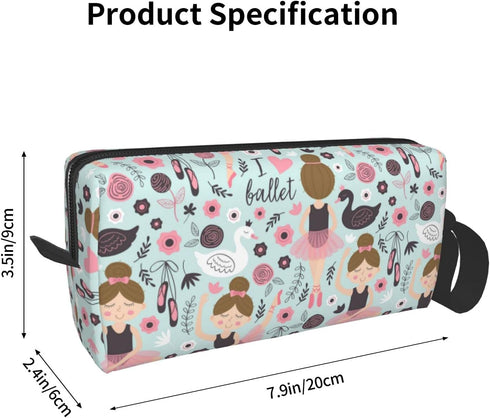 YISHOW Adorable Ballet Dancer Makeup Bag - Travel Cosmetic Toiletry Organizer Case for Women
