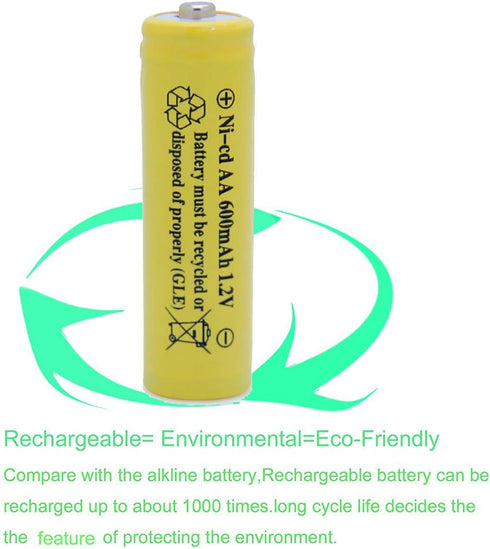 Solar Light Rechargeable Batteries for Garden/Lawn/Lamp 1.2V AA Ni-CD 600mAh 4 Pack (Yellow)