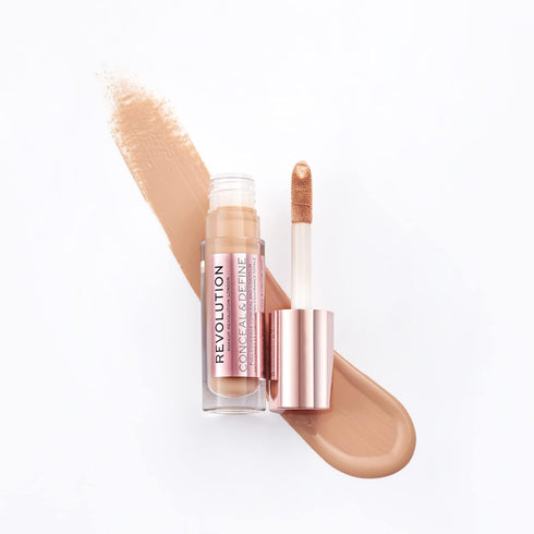 Revolution Conceal & Define Concealer, Full Coverage Lightweight, Long-Lasting Matte Finish, Vegan, C10 Medium